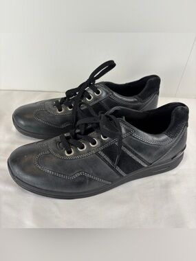Ecco Women's Mobile II Black Leather Suede Sneakers sz EU 39 / US 8-8.5 Comfy